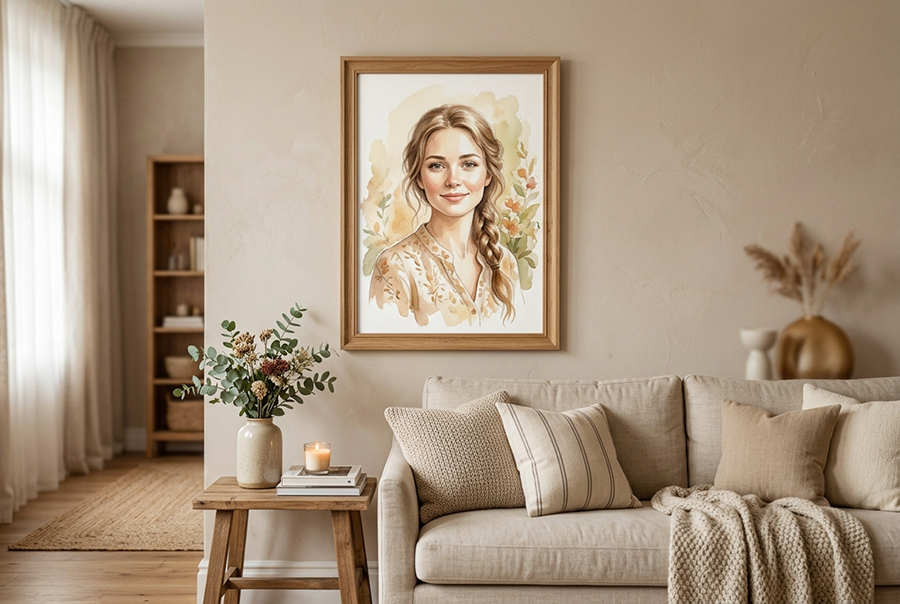 портрет на холсте в подарок женщине на день рождения