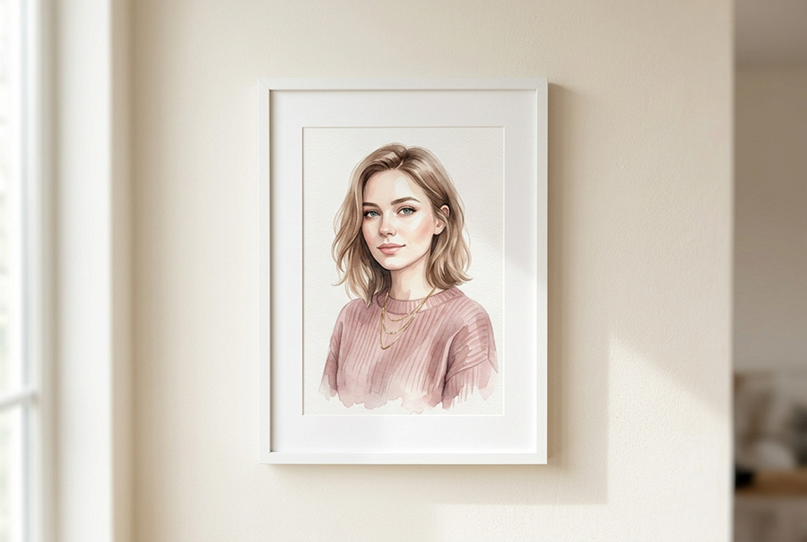 портрет девушки на холсте, подарок на день рождения