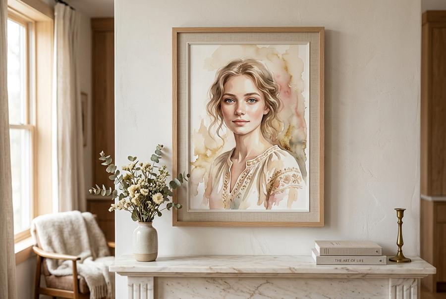 красивый подарок на день рождения — портрет на холсте