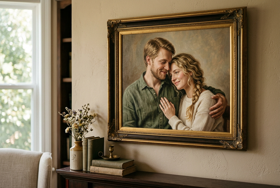 значимый подарок на день рождения — парный портрет на холсте