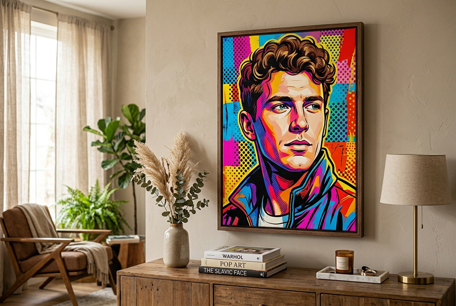 классный подарок на день рождения мужчине — портрет в стиле поп-арт