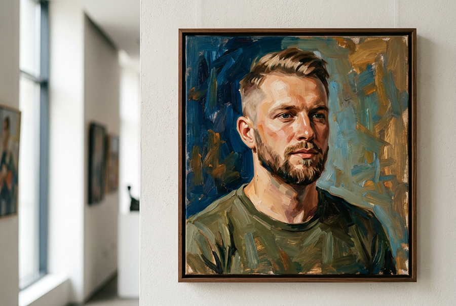 портрет мужчины на холсте подарок идея