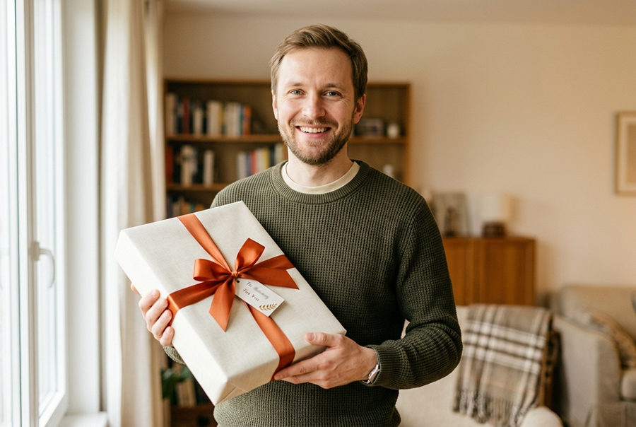 подарить подарок на день рождения женщине — портрет в упаковке