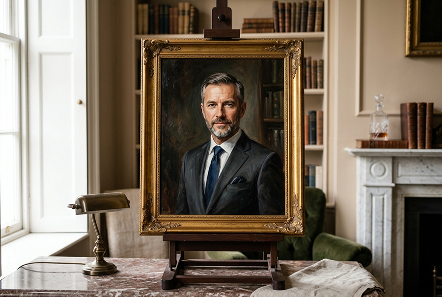 подарок мужу на юбилей — портрет маслом на холсте