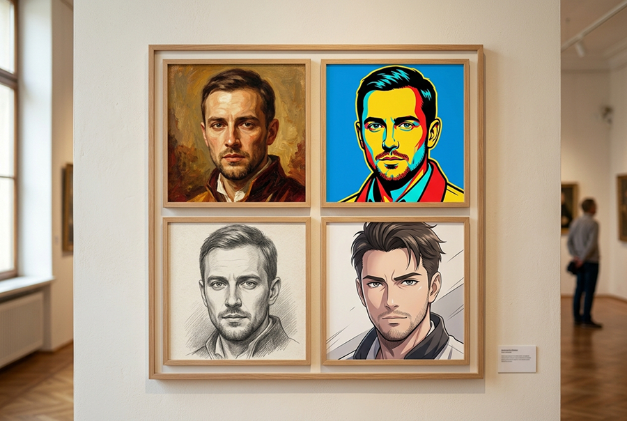 мужские портреты в разных стилях на холсте по фото