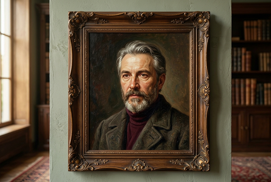 мужской портрет маслом в подарок на день рождения