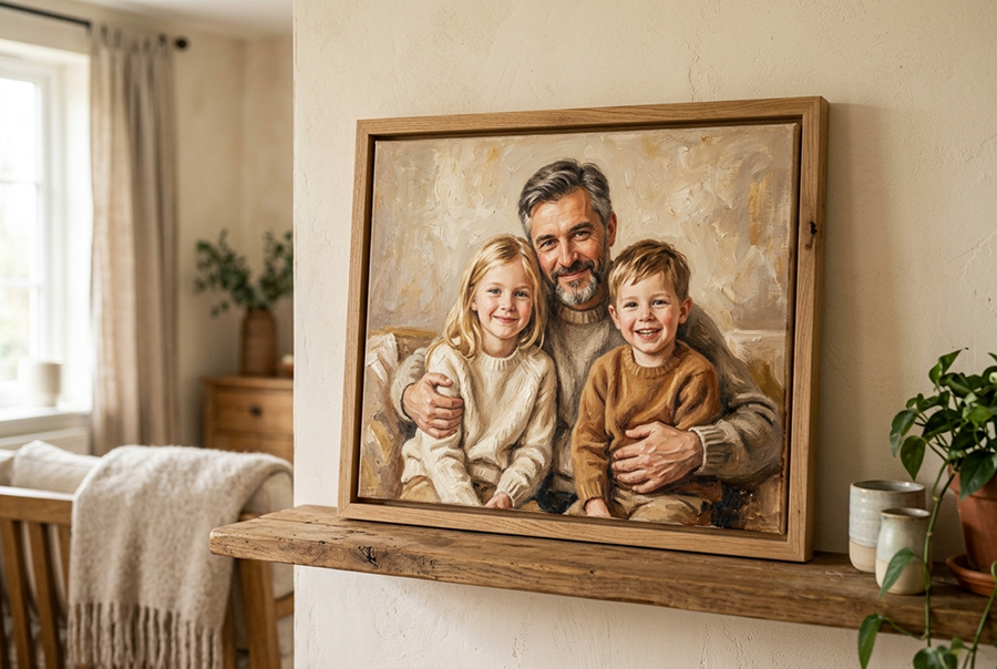 семейный портрет папе на день рождения от детей