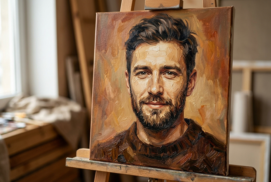 портрет папы в стиле масло — крутой подарок на день рождения
