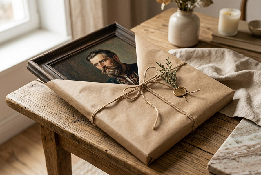 мужской портрет в подарок с упаковкой и рамой