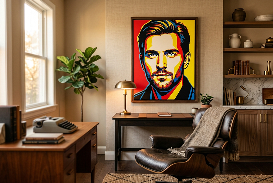 оригинальный подарок мужчине — портрет на холсте в стиле поп-арт