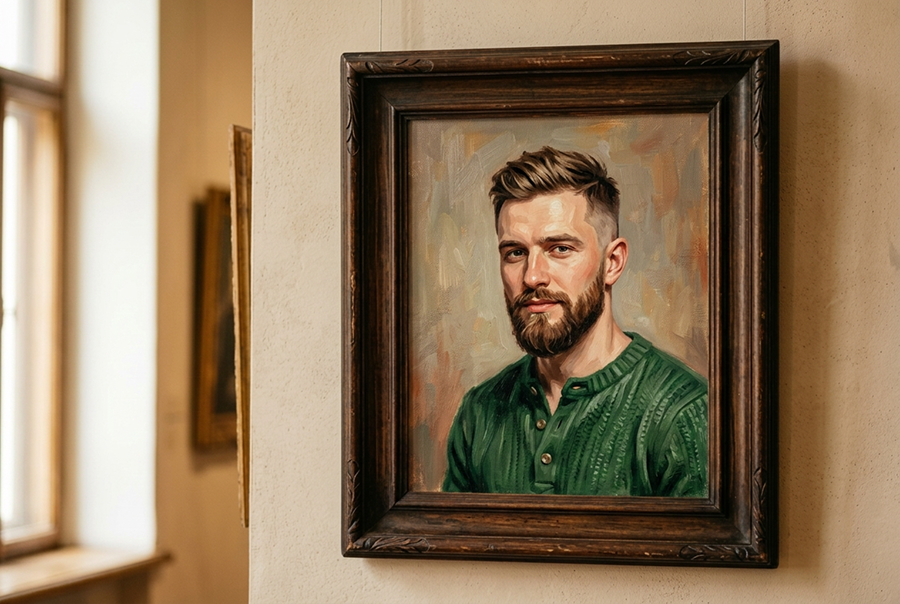 мужской портрет маслом на холсте по фотографии