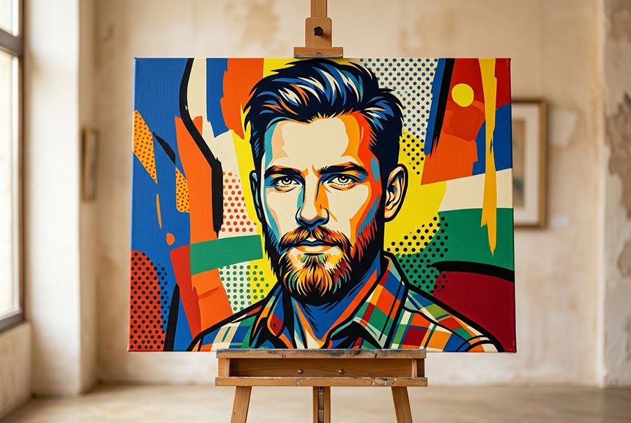 оригинальный подарок мужчине портрет в стиле поп-арт