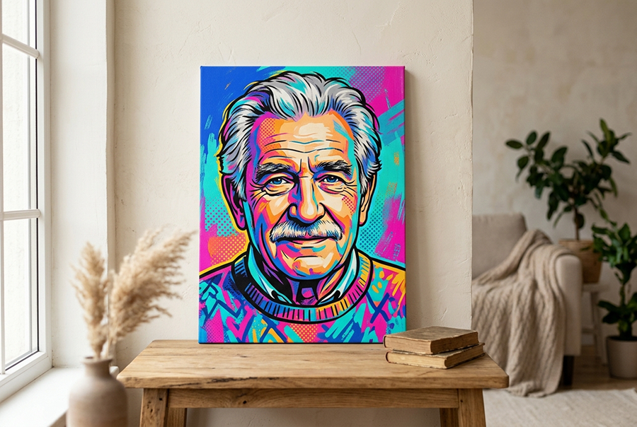 креативный подарок дедушке портрет в стиле поп-арт