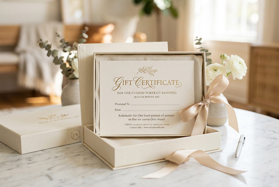 подарочный сертификат на портрет на холсте мужчине