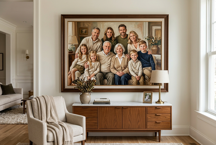 семейный портрет дедушке на юбилей подарок от всей семьи