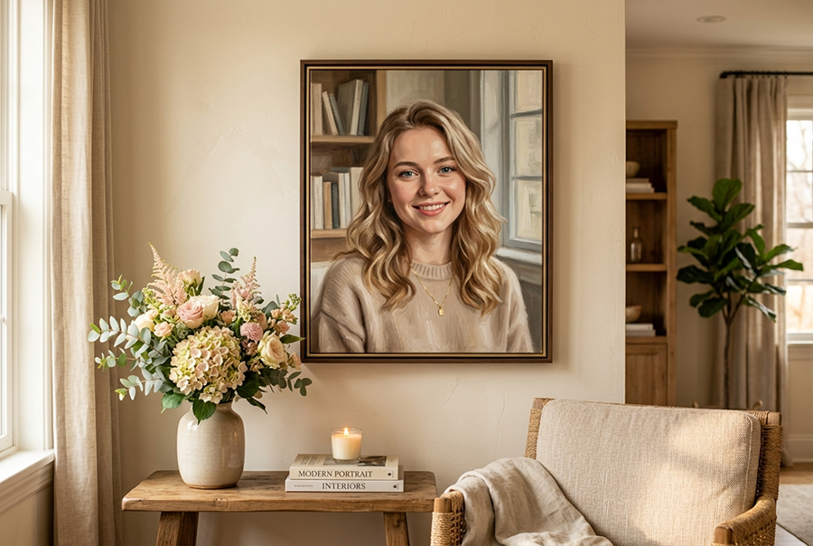 портрет на холсте в подарок подруге ручная работа художника