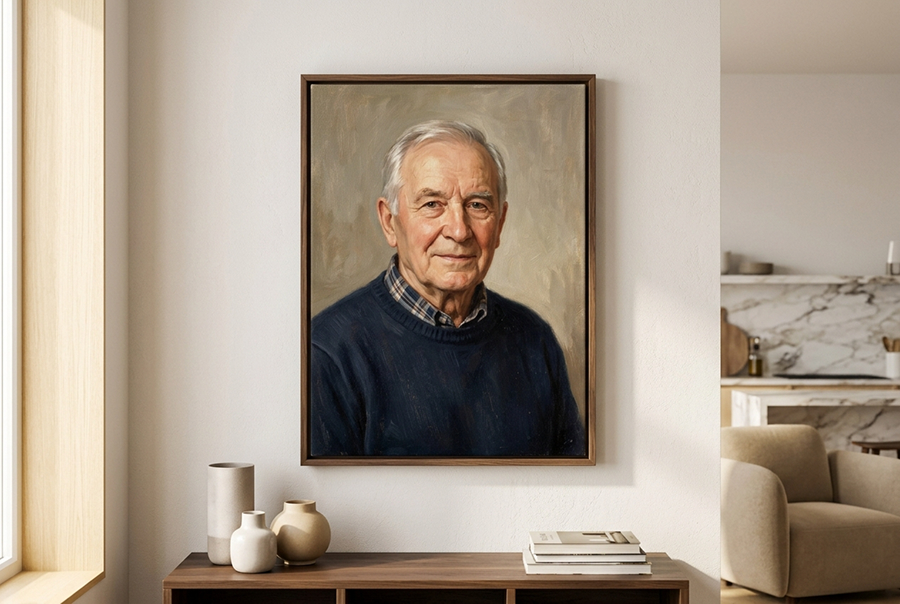 портрет дедушки на холсте ручная работа художника подарок