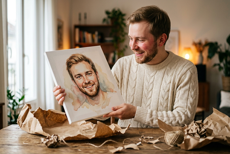 крутой дешёвый подарок портрет на холсте сюрприз