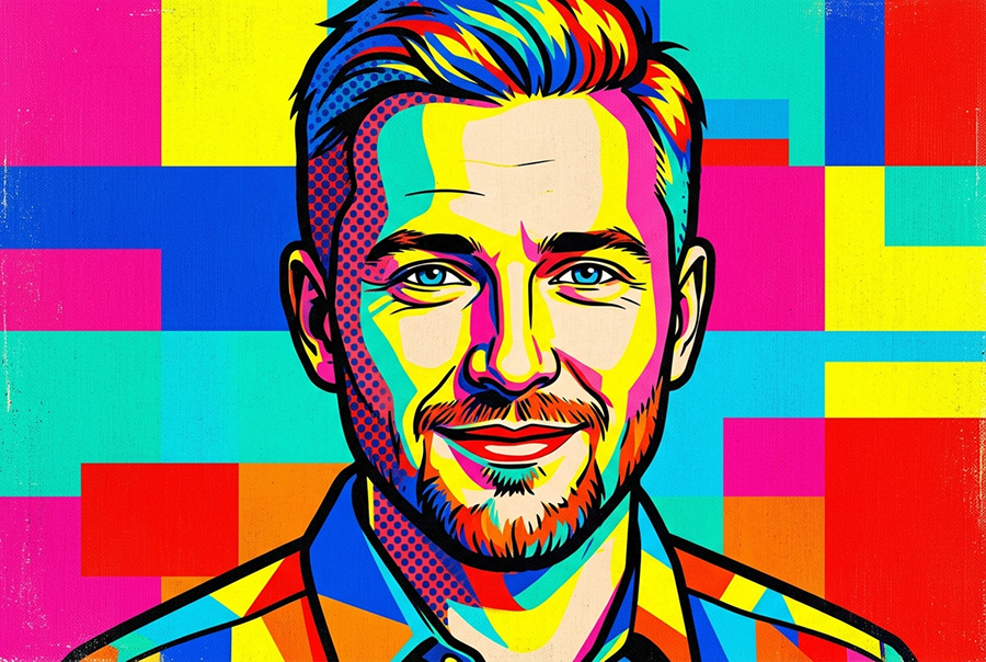 прикольный портрет мужчины в стиле поп-арт