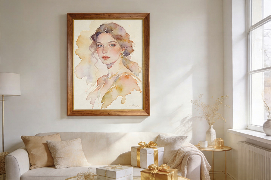 необычный подарок портрет на холсте по фотографии