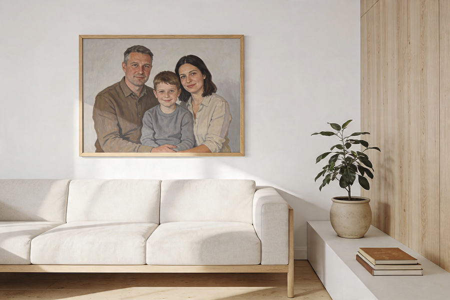 оригинальный подарок на день рождения — портрет на холсте в раме
