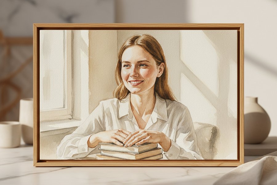 портрет учительницы на холсте — подарок от учеников