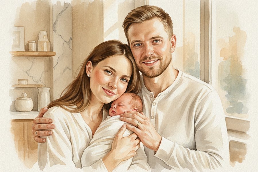 семейный портрет на холсте подарок на рождение