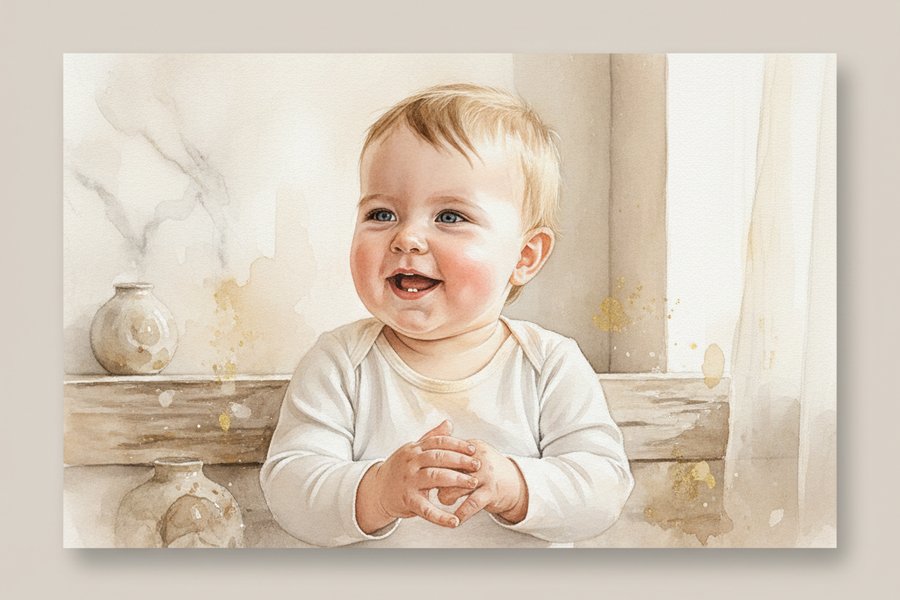 детский портрет на холсте по фото, подарок на годик мальчику