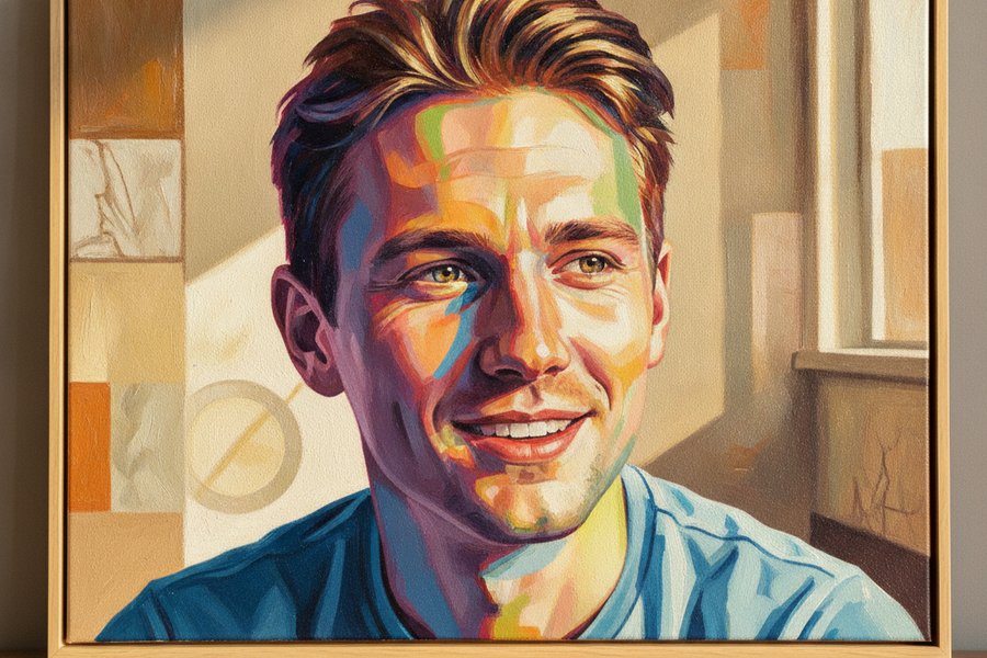 портрет на холсте подарок на первые выборы поп-арт стиль