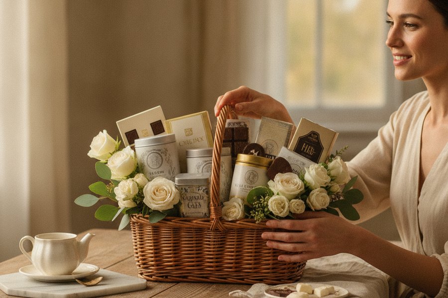 подарочная корзина на юбилей 75 лет женщине